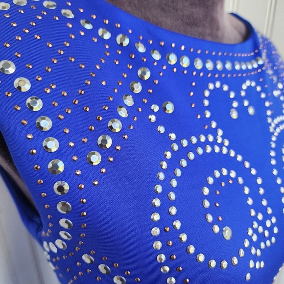 Speechless Junior's Formal Dress Blue Stretch Studded Bodycon Mini Sleveless  5 - Picture 4 of 16